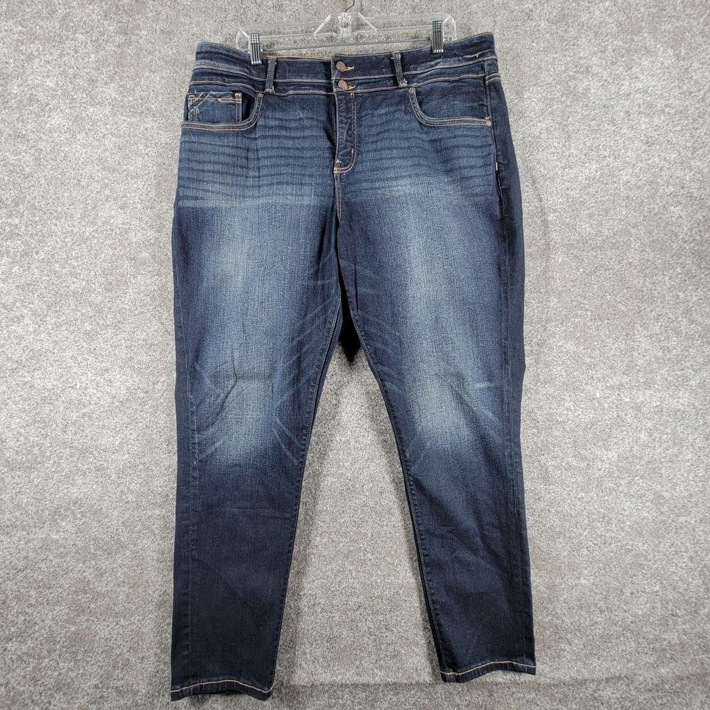 Buckle Black Ankle Skinny Jeans Womens 36x27 Blue Denim Stretch Dark Wash